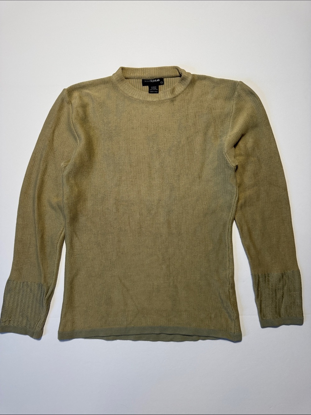 DIESEL Style Lab Men’s Crewneck Sweater Beige Green Italy Knit 100% Cotton S